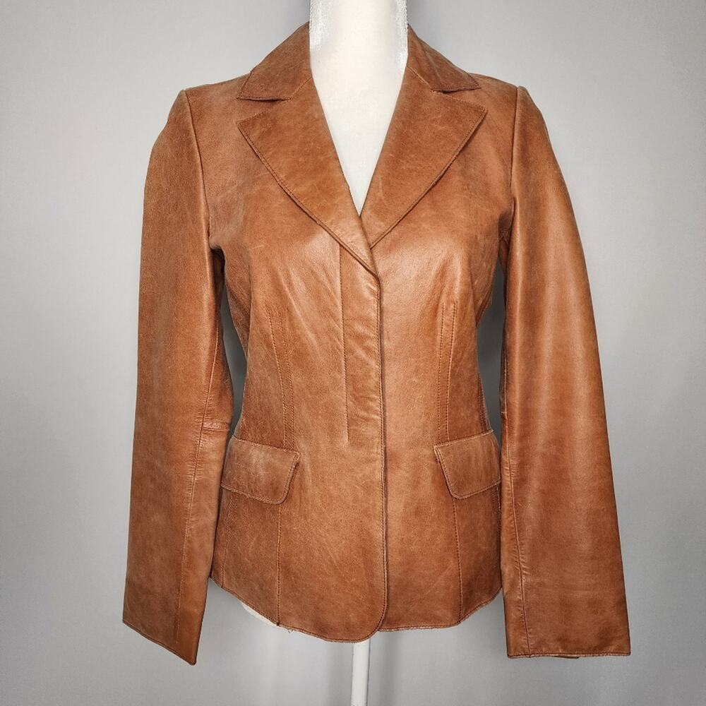 Guess Tan Leather Classic Jacket Women's Size Small